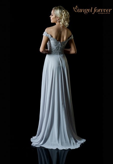 Angel Forever Silver, Bardot, Chiffon Prom Dress / Evening Dress